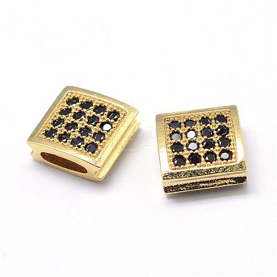 Rack Plating Brass Cubic Zirconia Beads ZIRC-S036-01G-1
