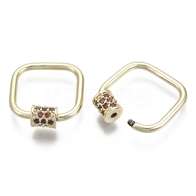 Brass Micro Pave Cubic Zirconia Screw Carabiner Lock Charms KK-R136-064D-NF-1