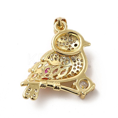 Real 18K Gold Plated Brass Micro Pave Cubic Zirconia Robin Brid Pendants KK-E072-06G-1