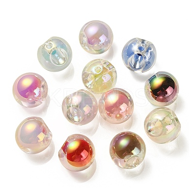 Transparent UV Plating Rainbow Iridescent Acrylic Beads OACR-P015-03-1
