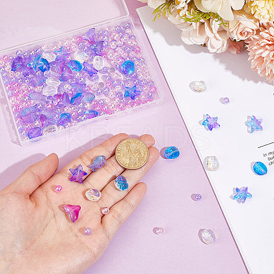 Transparent Spray Painted Glass & Acrylic Beads Findings Kits FIND-HY0004-64B-1