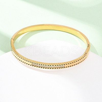 304 Stainless Steel Micro Pave Cubic Zirconia Hinged Bangles for Women BJEW-Z146-04G-1