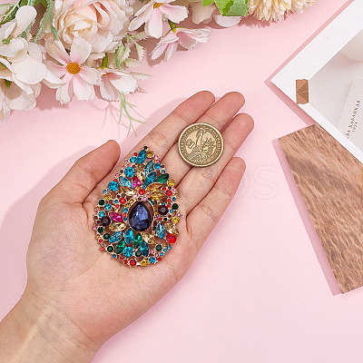 1Pc Alloy Rhinestone Brooches JEWB-MA0001-02A-1