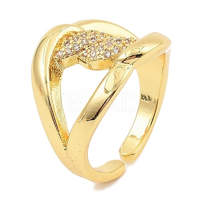 Brass Micro Pave Cubic Zirconia Cuff Rings for Women RJEW-S392-14G-1