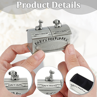 Tibetan Style Alloy My First Curl and My First Tooth Book Keepsake Box ODIS-WH0043-74B-1