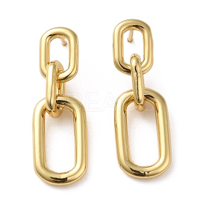 Rack Plating Brass Hollow Oval Dangle Stud Earrings for Women LS-EJEW-Z019-13G-1