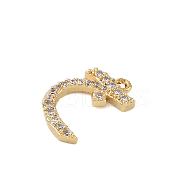 Rack Plating Brass Micro Pave Clear Cubic Zirconia Pendants KK-A224-03A-G-1
