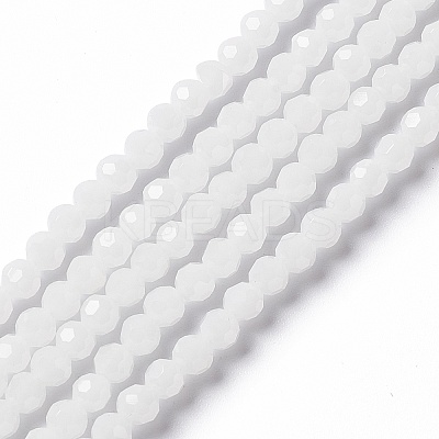 Faceted(32 Facets) Round Imitation Jade Glass Beads Strands X-EGLA-J042-4mm-30-1