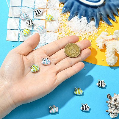 12Pcs 6 Colors Alloy Enamel Charms ENAM-CJ0007-49-1