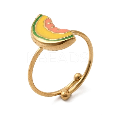 Adjustable 304 Stainless Steel Enamel Cuff Rings for Women LS-RJEW-B152-01G-01-1