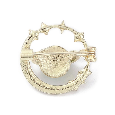 Rhinestone Planet with Star Brooch Pin JEWB-M027-01LG-01-1