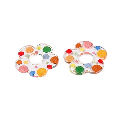 Flower Theme Printed Acrylic Pendants OACR-T028-06I-1