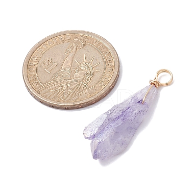 Electroplated Natural Quartz Crystal Dyed Pendants PALLOY-JF02325-02-1