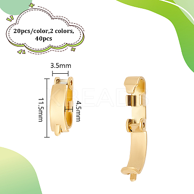 40Pcs 2 Colors 304 Stainless Steel Fold Over Clasps STAS-UN0056-16-1