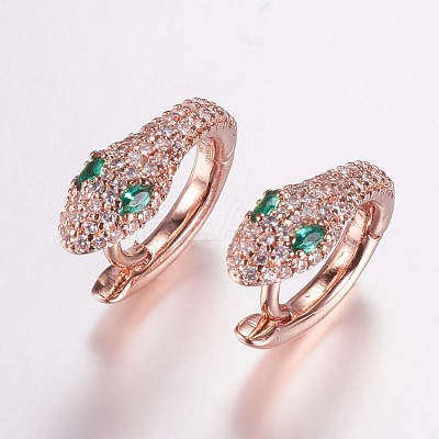 Brass Micro Pave Cubic Zirconia Hoop Earrings EJEW-F134-01RG-1