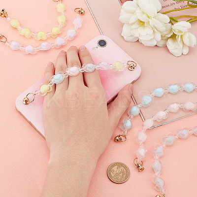 6Set 6 Colors Plastic Frosted Heart Beaded Chain MOBA-PH0001-09-1