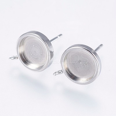 Non-Tarnish 304 Stainless Steel Stud Earring Settings STAS-I097-062-8MM-1