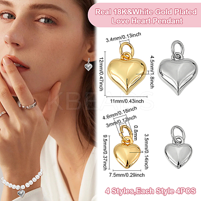 16Pcs 4 Styles Brass Pendants KK-ME0001-21-1