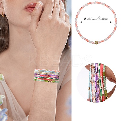 20Pcs 20 Colors Glass Seed Beaded Stretch Bracelet Sets BJEW-SW001593-1