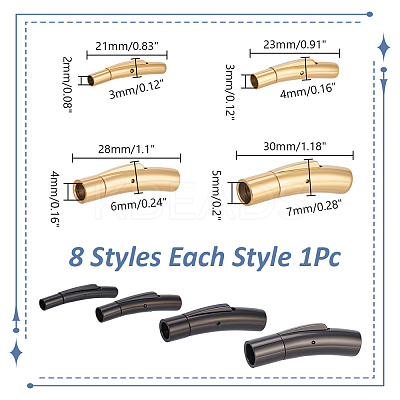 8Pcs 8 Styles 304 Stainless Steel Bayonet Clasps STAS-AR0002-69-1