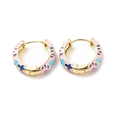 Flower Enamel Hoop Earrings EJEW-G290-02G-B-1