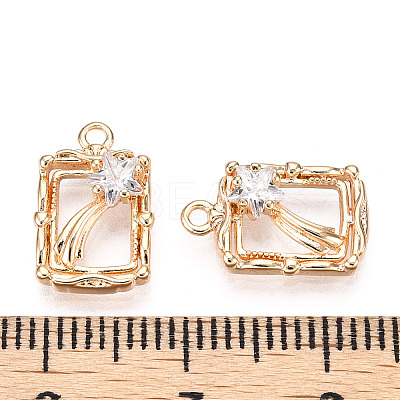 Rack Plating Brass Micro Pave Cubic Zirconia Pendants KK-K333-90G-1