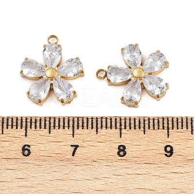 304 Stainless Steel Micro Pave Cubic Zirconia Pendants X-STAS-I352-07G-A01-1