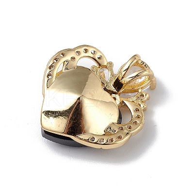 Real 18K Gold Plated Rack Plating Brass Micro Pave Clear Cubic Zirconia Pendants KK-C015-11G-14-1