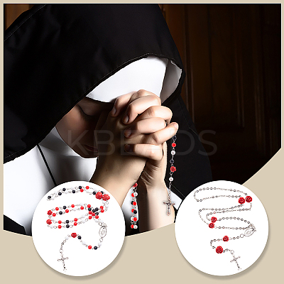 Religion and Rose Beads Necklace DIY Making Kit DIY-FH0004-05-1