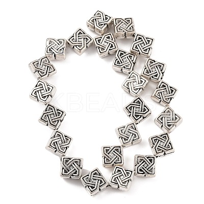 Tibetan Style Rhombus Alloy Bead Strands TIBEB-O007-05-NR-1