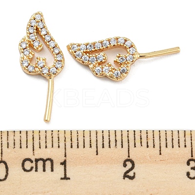 Brass Micro Cubic Zirconia Wing Shape Head Pins KK-Q789-17G-1