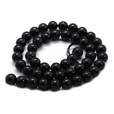 Natural Black Tourmaline Beads Strands G-G763-01-8mm-A-1