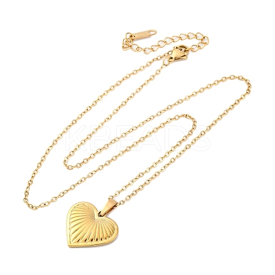 Heart 304 Stainless Steel Pendant Necklaces NJEW-H059-18G-1