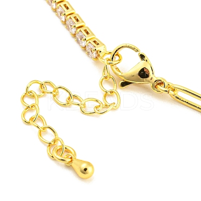Clear Cubic Zirconia & Paperclip Chain Necklace for Girl Women Gift NJEW-A005-08G-1