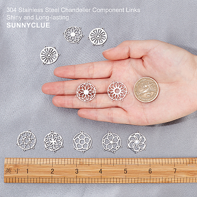 16Pcs 8 Style 304 Stainless Steel Chandelier Component Links GLAA-SC0003-12-1