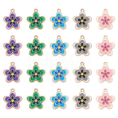 40Pcs 5 Colors Alloy Enamel Pendants ENAM-TA0003-45-1
