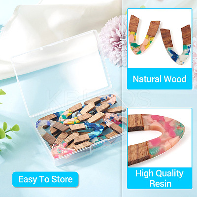 16Pcs 8 Colors Resin and Walnut Pendants FIND-TA0006-36B-1