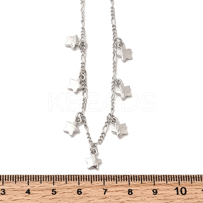 Brass Star Pendant Necklaces NJEW-B157-14P-1