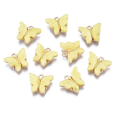 Alloy Acrylic Pendants X-ENAM-R136-01D-1