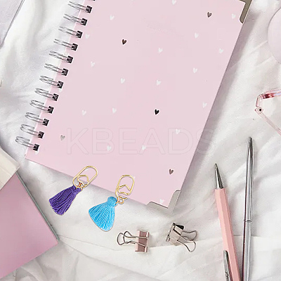 Polycotton(Polyester Cotton) Tassel Bookmark AJEW-BM00005-1