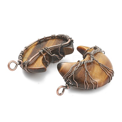 Natural Tiger Eye Tree of Life Wire Wrapped Pendants LS-G-L520-E07-R-NF-1