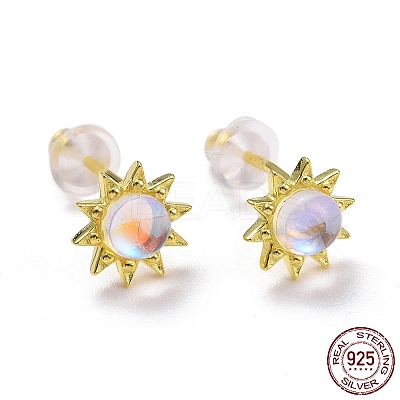 925 Sterling Silver Sunflower Stud Earring Findings LS-EJEW-M202-03G-1