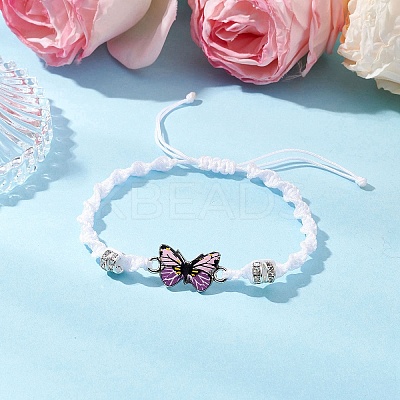 Butterfly Alloy Enamel Link Bracelets BJEW-JB11722-02-1