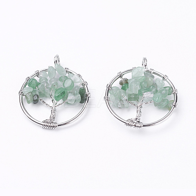 Natural Green Aventurine Pendants G-E419-12P-1