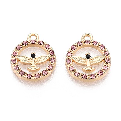 Rack Plating Alloy Rhinestone Pendants PALLOY-T091-22B-G-1
