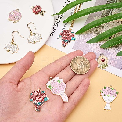 18Pcs Alloy Enamel Flower Pendant JX226A-1
