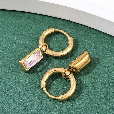 304 Stainless Steel Rectangle Hoop Earrings EJEW-I320-29G-1