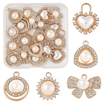 20Pcs 5 Styles Alloy Rhinestone Charms ALRI-FS0001-06-1