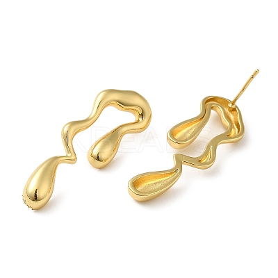 Rack Plating Brass Melting Teardro Dangle Stud Earrings for Women EJEW-Z019-01G-1