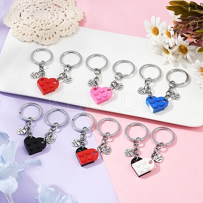 Matching Couple Resin Heart Keychain KEYC-YW00181-01-1